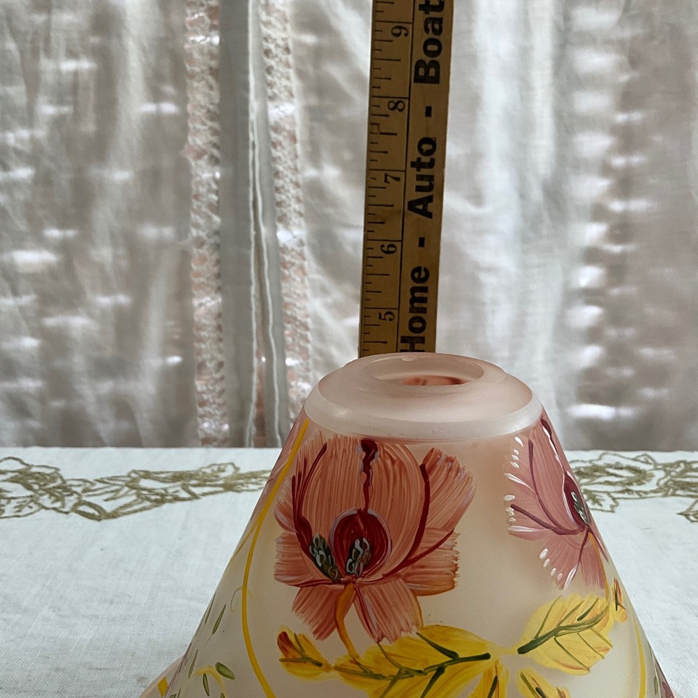 Vintage Yankee Candle Hand Painted Floral Shade Plate Set Pink Poppy Fairy Lamp - Picture 4 of 8